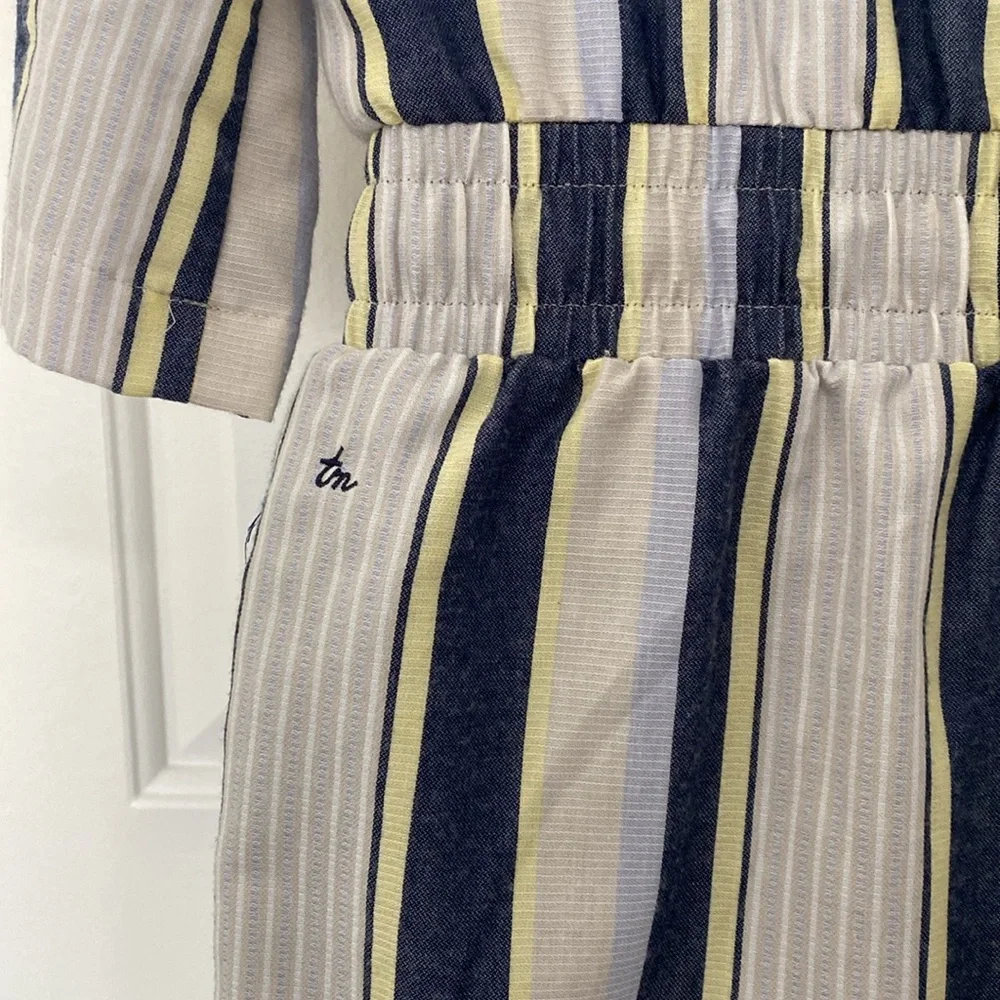Travis Mathew Lucky Loo Twill Tie Waist Romper Striped - M - Picture 10 of 14